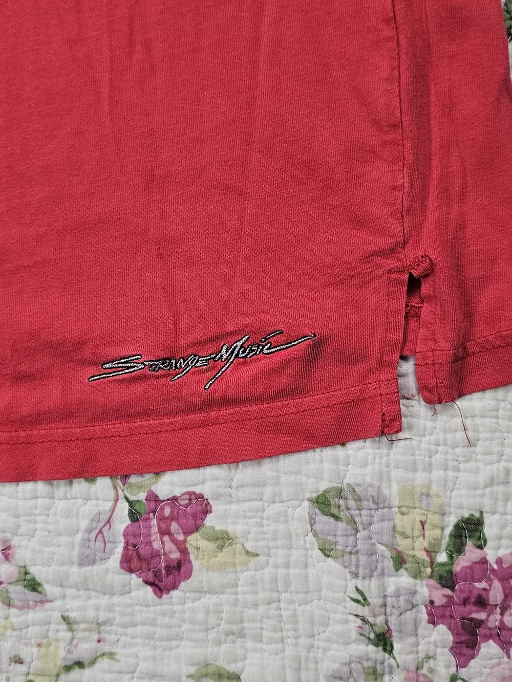 Vintage Strange Music Tech N9ne Embroidered Logo Crew Neck T-Shirt Red 2XL